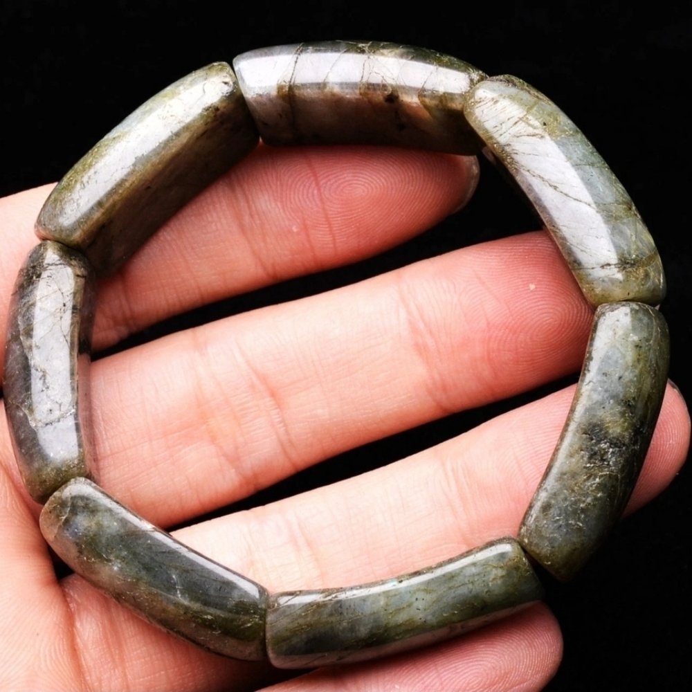 16*9*27.7mm Natural Labradorite Rainbow Light Crystal Gemstone Bracelet Unisex - Picture 3 of 7